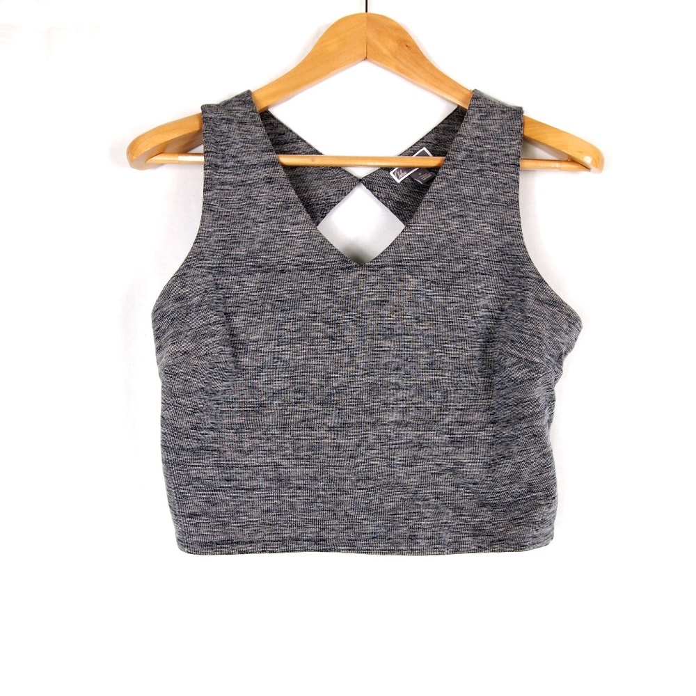 Chelsea 28 Zip Back Crop Top Marled Navy Blue M
